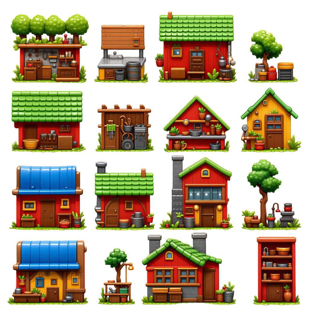 houses → vibrant 3d after